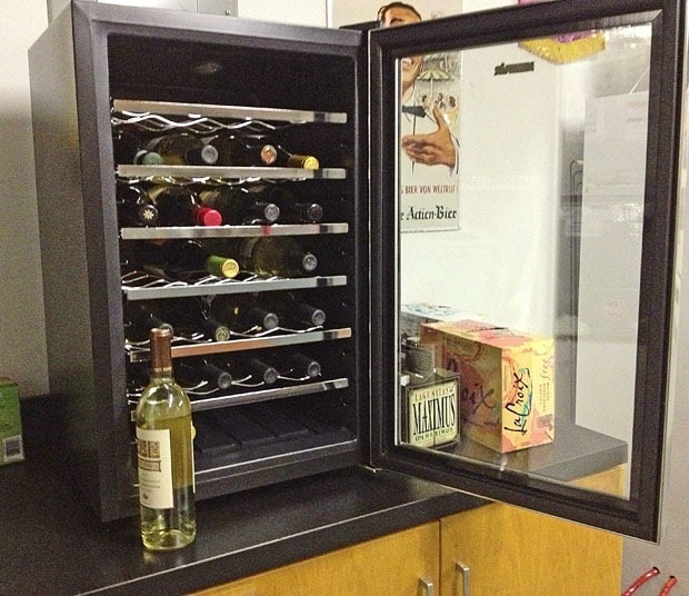 Turning the man cave into \u0026quot;la cave du vin\u0026quot; with our NewAir Wine Cooler