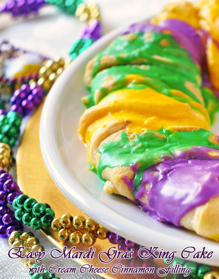 Easy Mardi Gras King Cake with Cream Cheese Cinnamon Filling | This ...
