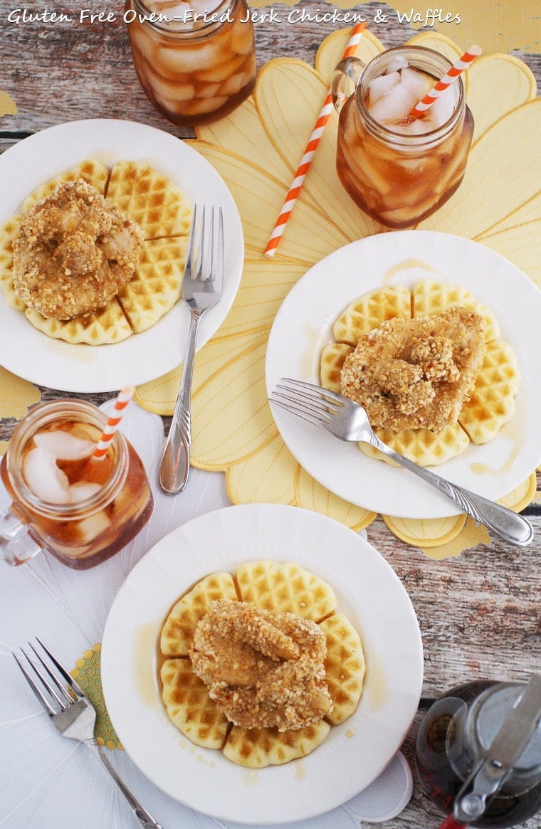 Gluten Free Oven-Fried Jerk Chicken & Waffles