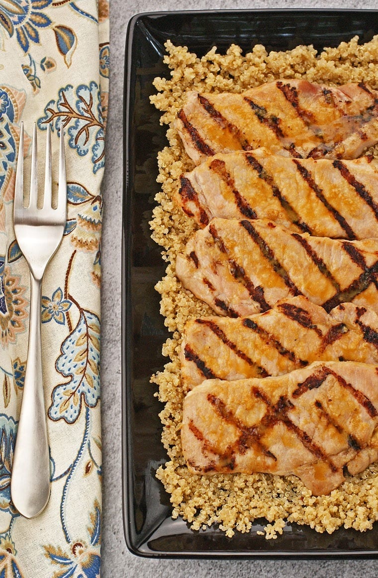 Gluten Free Miso Glazed Pork Chops with Miso Flavored Quinoa This