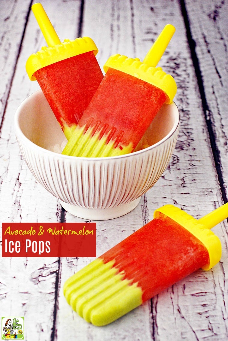 Avocado & Watermelon Ice Pops in a white bowl.