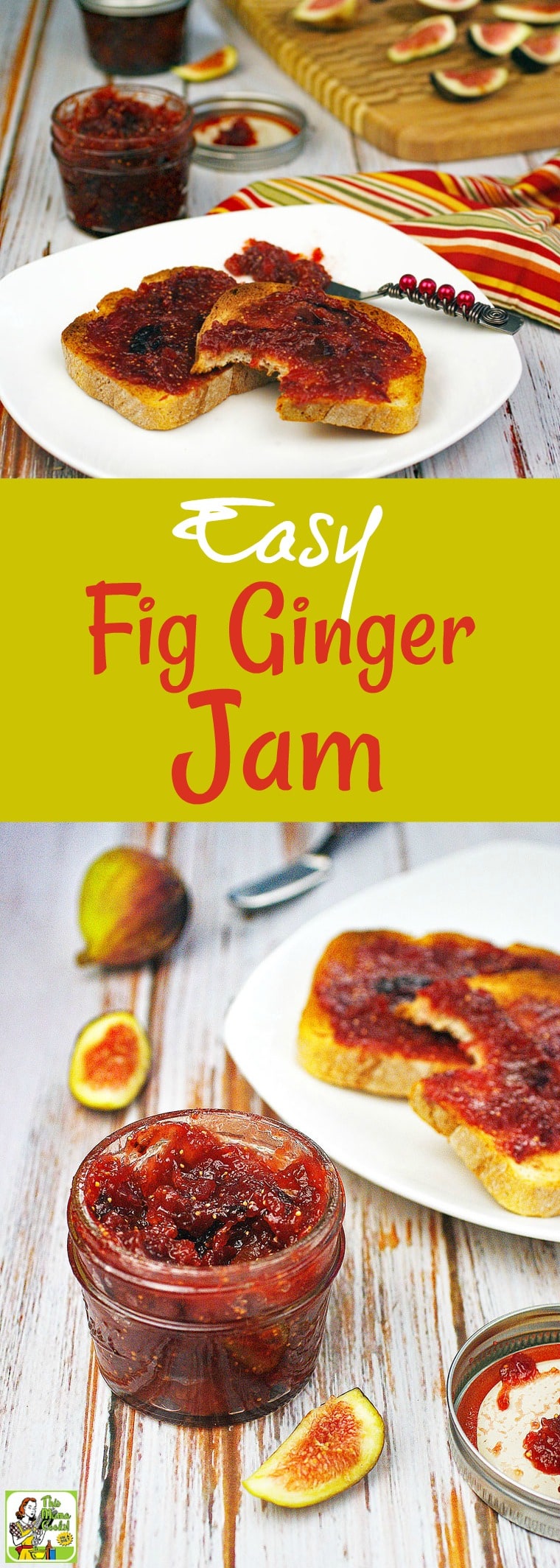How to make an Easy Fig Ginger Jam recipe. This easy fresh fig jam recipe uses no pectin and can be kept in the refrigerator for up to two weeks. This healthy fig jam recipe uses monk fruit powder to make it a reduced sugar recipe. #recipes #healthy #jam #preserves #canning #figs #lowsugar #glutenfree
