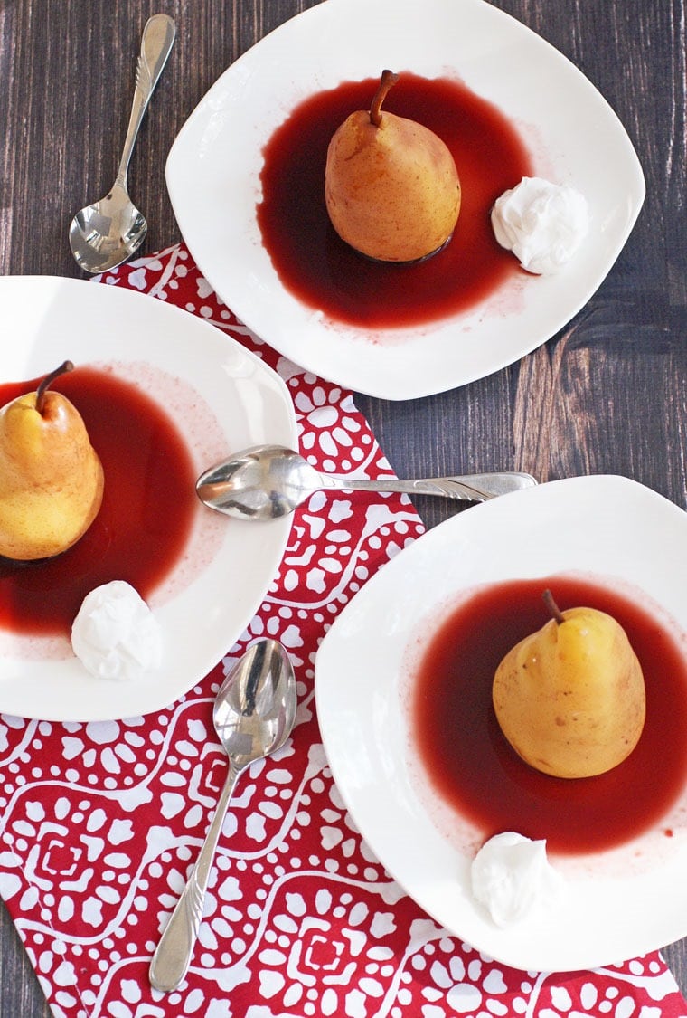 Slow Cooker Cherry Poached Pears with Coconut Cream This Mama Cooks! On a Diet™