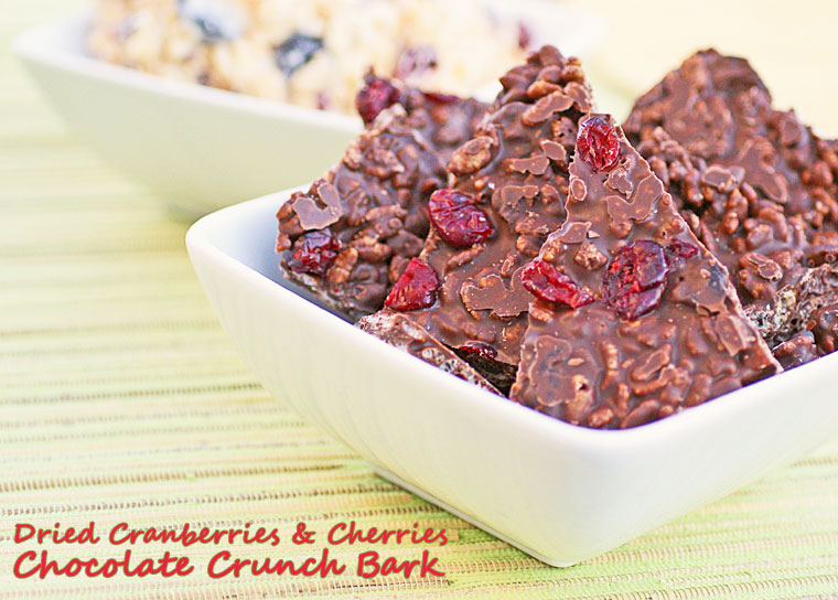 Dried Cranberries & Cherries Chocolate Crunch Bark