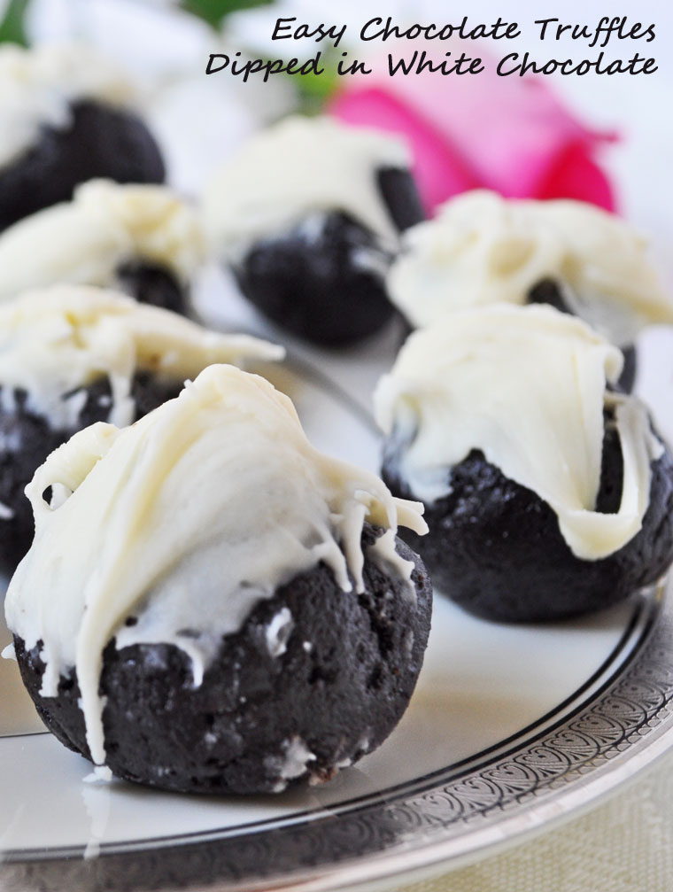 Easy Chocolate Truffles Dipped in White Chocolate from This Mama Cooks! On a Diet Easy Chocolate Truffles Dipped in White Chocolate from This Mama Cooks! On a Diet