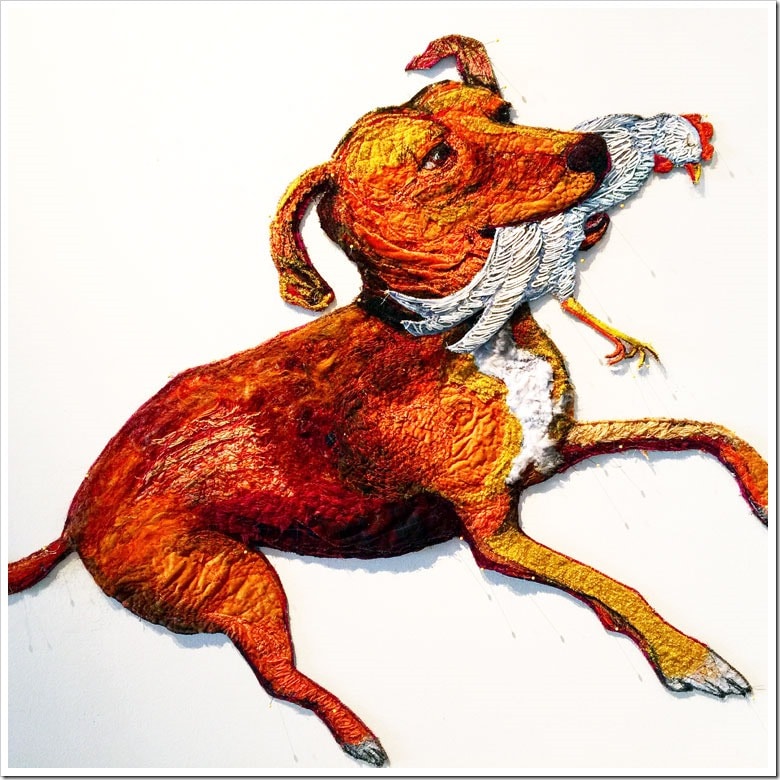 Gina Phillips’s sewn cloth art at the 21c Museum Hotel Bentonville Arkansas. 