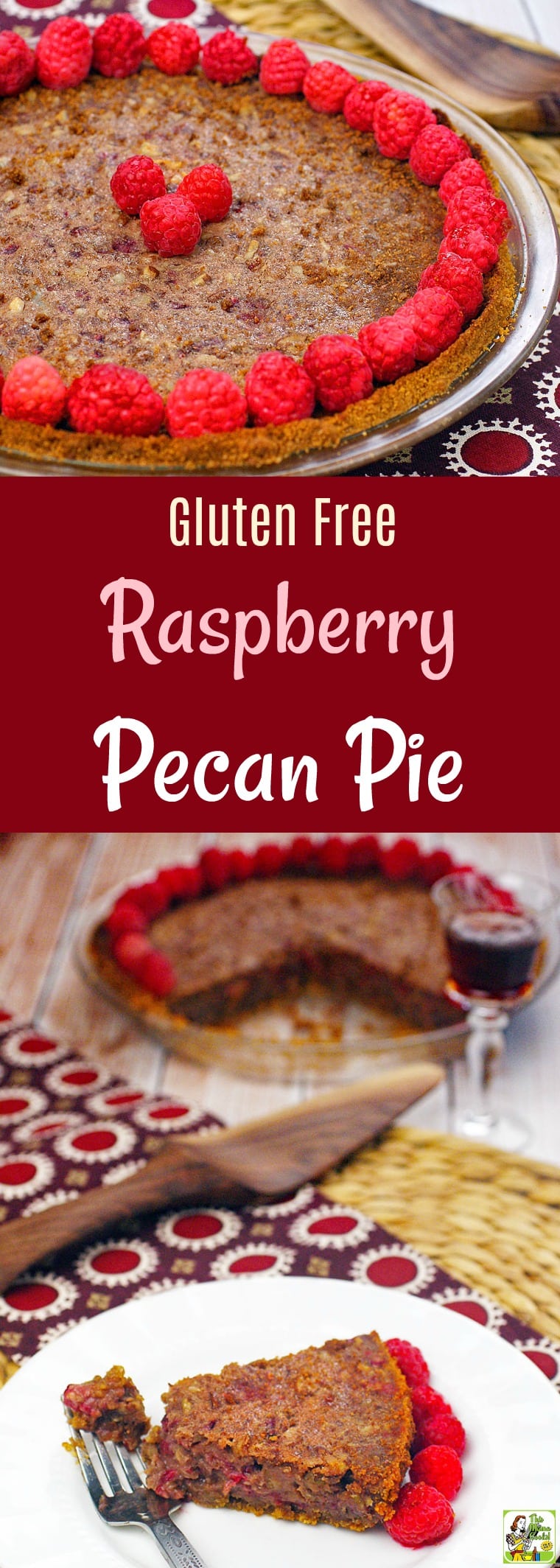 Looking for a unique recipe for pecan pie for Thanksgiving? Try this easy pecan pie recipe with raspberries! This Gluten Free Raspberry Pecan Pie can be made a day in advance. Comes with directions for making a gluten free pie crust from gluten free cookies. #glutenfree #pie #pi #Thanksgiving #pecan #pecans #raspberries #dessert #glutenfreedessert #glutenfreecrust #baking #piecrust #easypierecipe #easypiecrust
