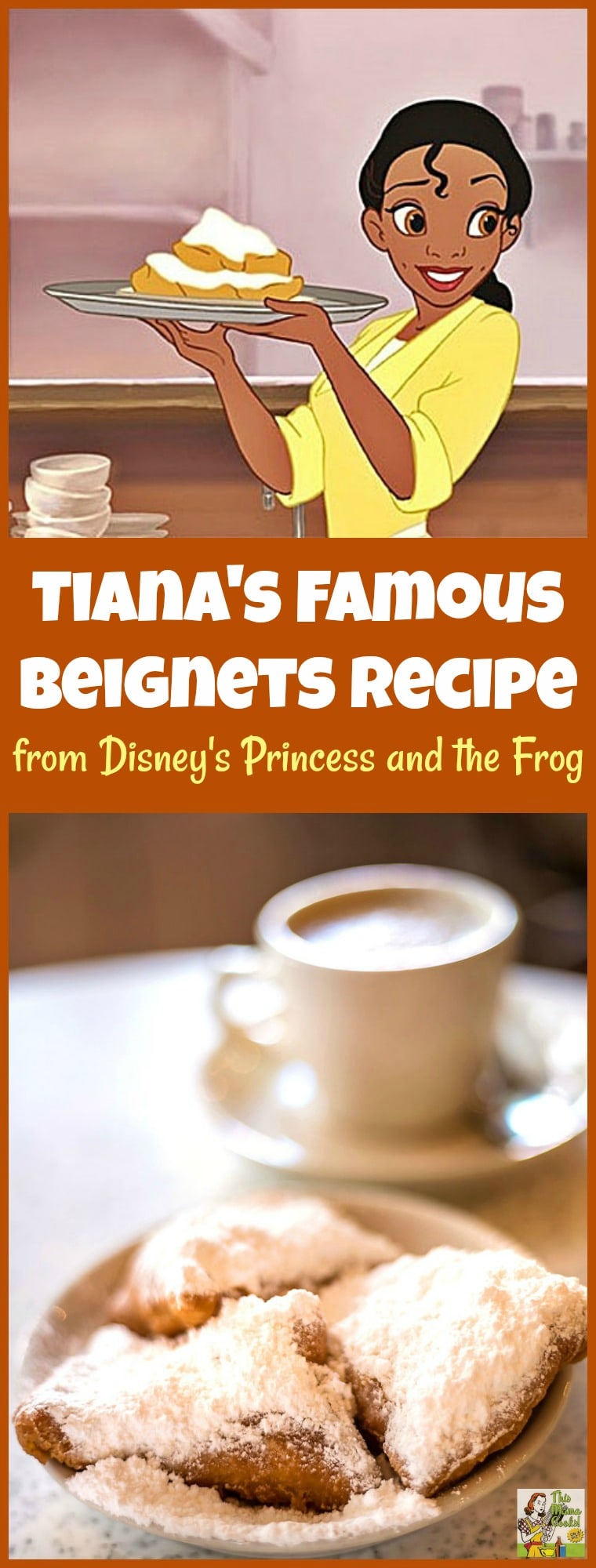 Are you looking for a beignet recipe like they make in New Orleans? Try Tiana's Famous Beignets recipe from the Princess and the Frog movie and cookbook! #disneyprincess #disney #neworleans #beignets #pastries #cookingwithkids #mardigras #mardigrasparty #baking #bakingrecipes #easybaking #breakfast #brunch #desserts #dessertrecipes #dessertideas