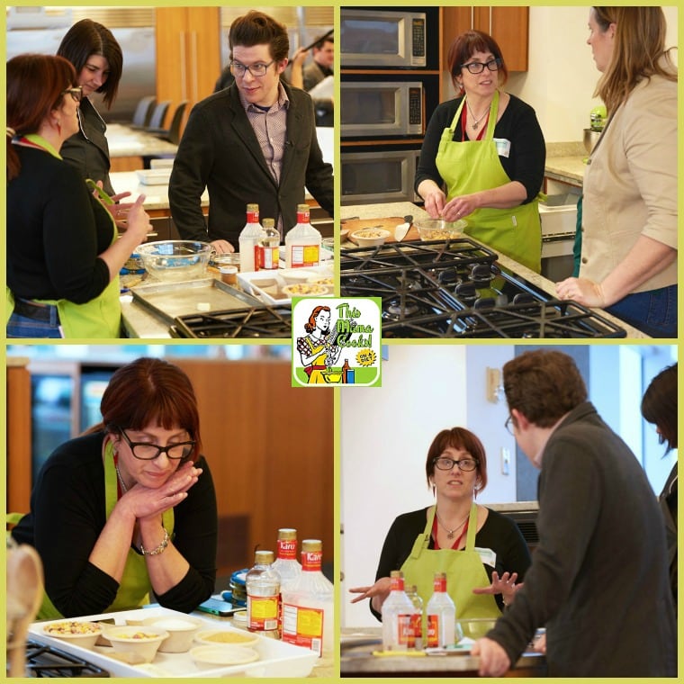 The author, Anne-Marie, working on her microwave brittle recipe at the Betty Crocker kitchens.