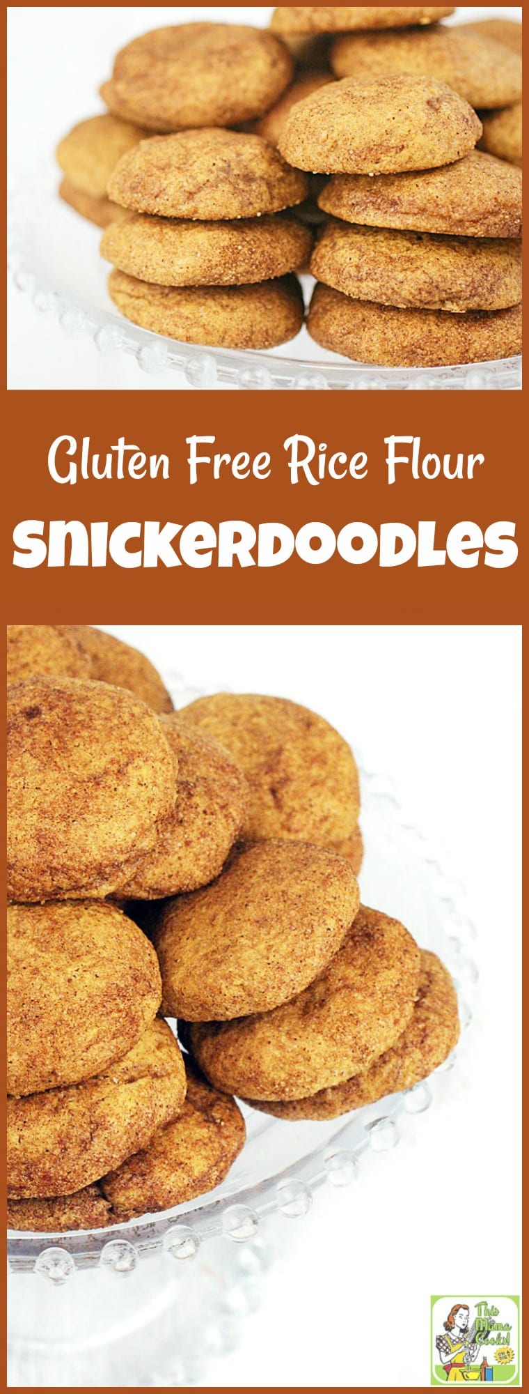 Looking for a gluten-free cookie recipe? Try this easy to make Gluten Free Rice Flour Snickerdoodles cookie recipe. Snickerdoodle cookies are an ideal rice flour recipe for a cookie exchange, a holiday cookie swap or homemade gifts. #recipe #easy #recipeoftheday #glutenfree #glutenfreerecipes #easyrecipe #baking #cookies #desserts #dairyfree