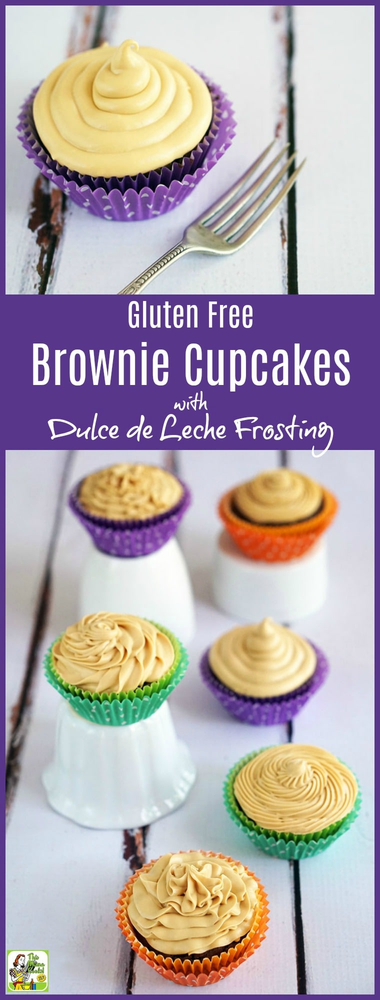 Looking for an easy gluten free brownie cupcakes recipe? Click to get this Gluten Free Brownie Cupcakes with Dulce de Leche Frosting recipe. These espresso fudge cupcakes are ideal for school bake sales and lunch box treats. And they're so easy to make because it's made from gluten free brownie mix!