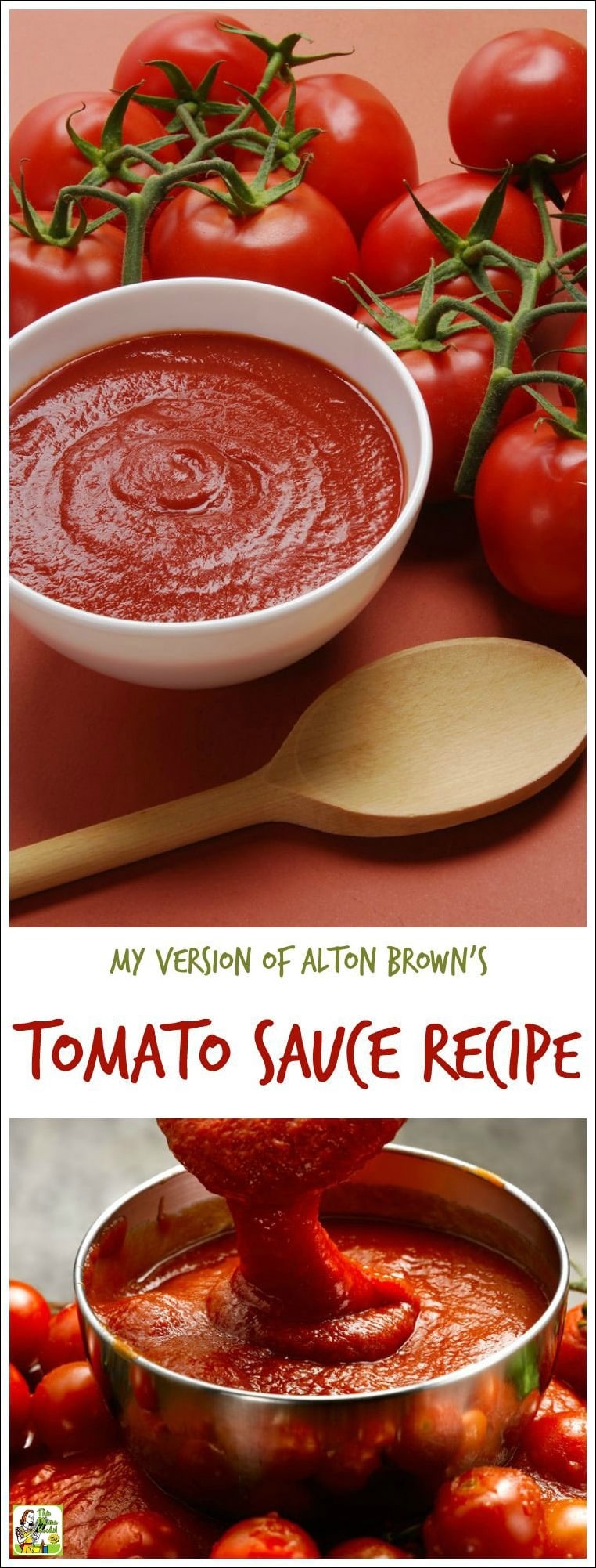 Looking for an easy homemade tomato sauce recipe? Or want to make easy fresh tomato pasta sauce from scratch? Here's my version of Alton Brown's tomato sauce recipe. Double the recipe and freeze half and you'll have spaghetti sauce in the freezer ready to go for dinner later!