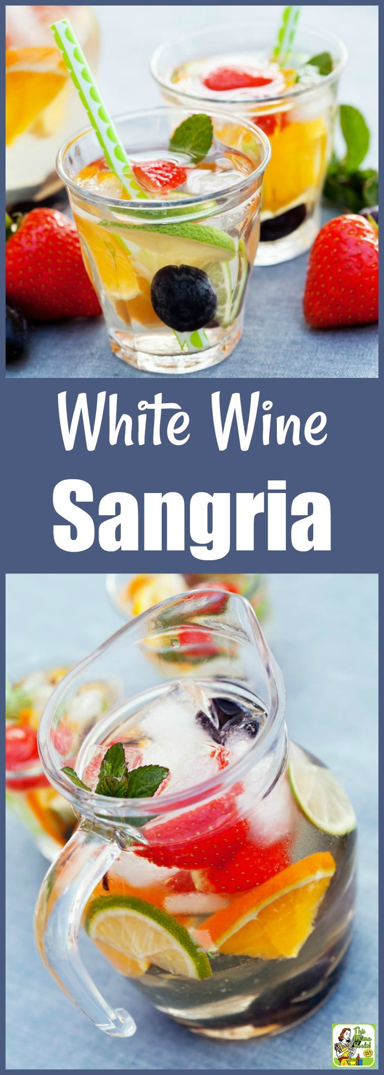 It’s easy to make White Wine Sangria with fresh or frozen fruit. And learn why Pinot Grigio is the best white wine for sangria, too! You\'ll love serving up this white sangria recipe at your next party. #cocktails #drinks #drinking #wine #alcohol #recipes #easy #recipeoftheday #easyrecipe #fruit