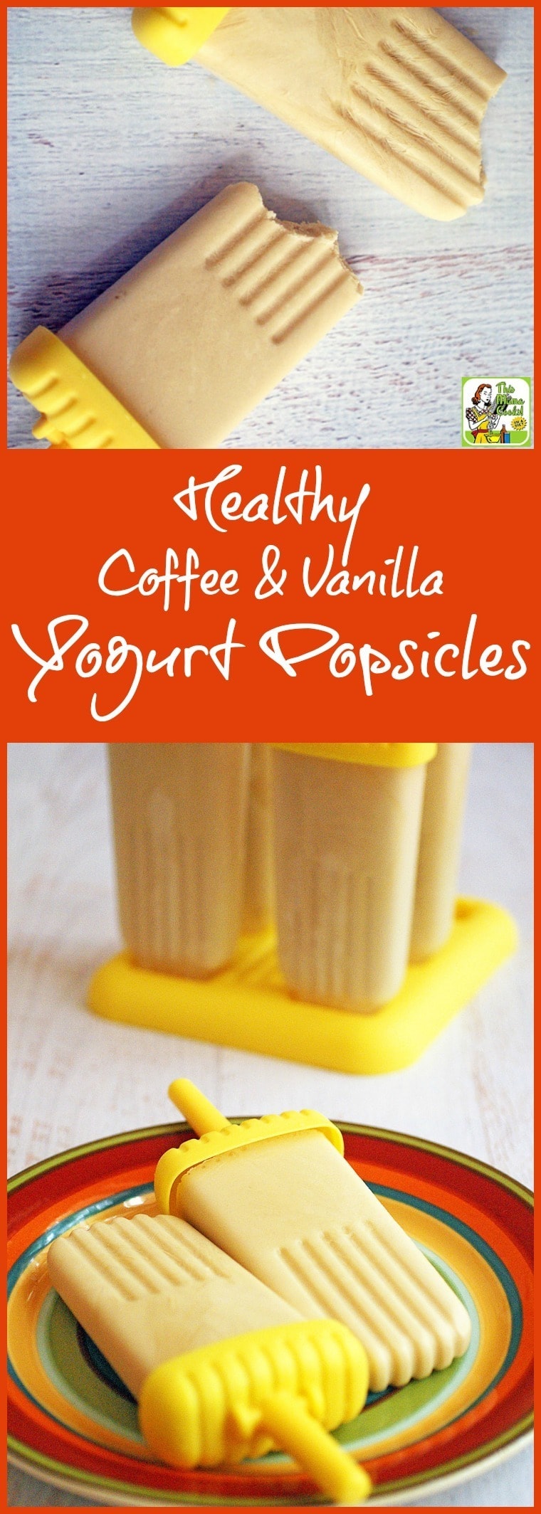 Looking for a healthy summer popsicle treat recipe? Try these Healthy Coffee & Vanilla Yogurt Popsicles made with Greek yogurt. They're easy to make from leftover coffee, sugar free creamer, and Greek yogurt. Yummy and packed with protein! A guilt free summertime treat.