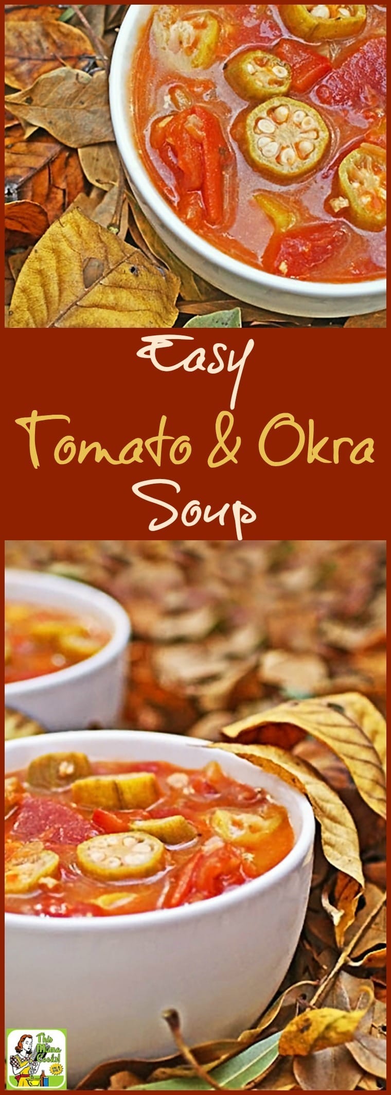 Have you ever tried okra soup? Well, if you're looking for an easy to make, healthy soup recipe, you'll love this Easy Tomato & Okra Soup recipe. So delicious, even your kids will ask for seconds! Make a double batch and freeze half for another night's soup and salad lunch or dinner. #soup #okra #tomatoes #easyrecipe #healthysoup #glutenfree #soupandsalad #healthyrecipe