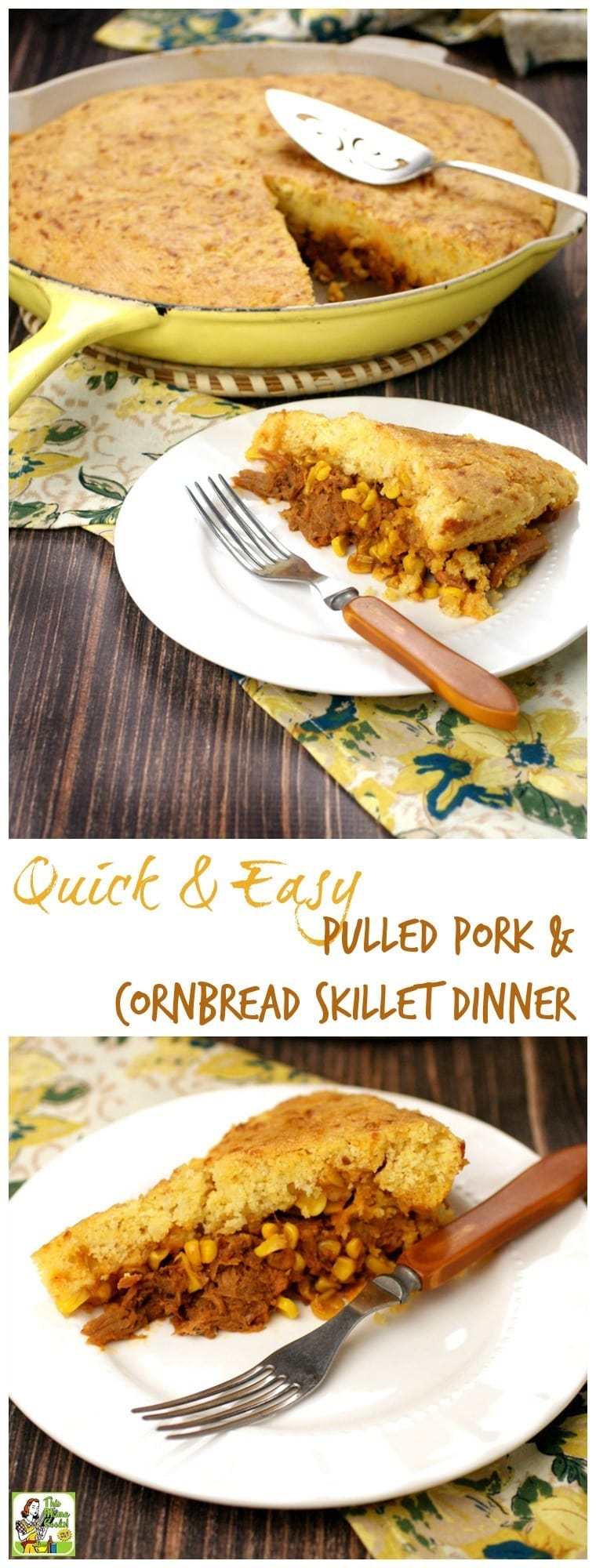 Looking for quick and easy dinner ideas? One skillet dinners with pulled pork and gluten-free cornbread will have your family asking for seconds! Weeknight quick and easy dinner recipes like this one take less than 20 minutes to prep and 30 minutes to cook! #glutenfree #quickandeasy #dinnerrecipes #dinnerideas #cornbread #pulledpork #skilletdinners #onepot