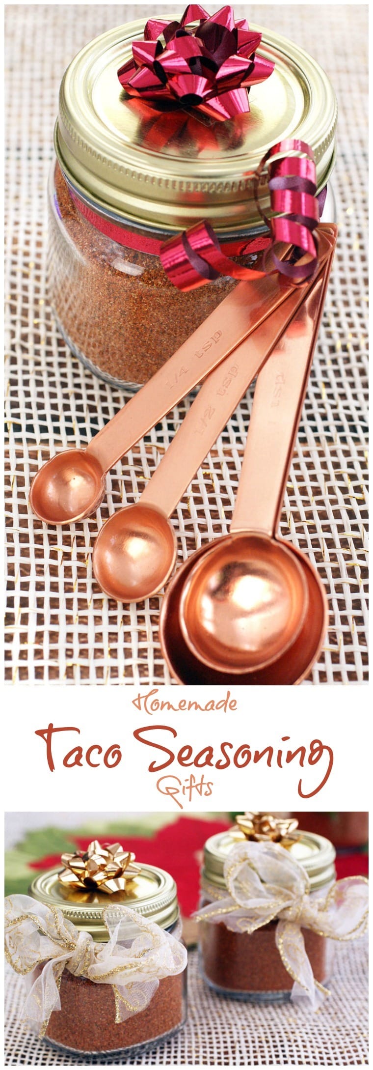 Homemade taco seasoning makes a terrific inexpensive last minute gift. It's also gluten free and dairy free unlike store bought taco seasoning. Click to get this easy to make homemade taco seasoning mix recipe.