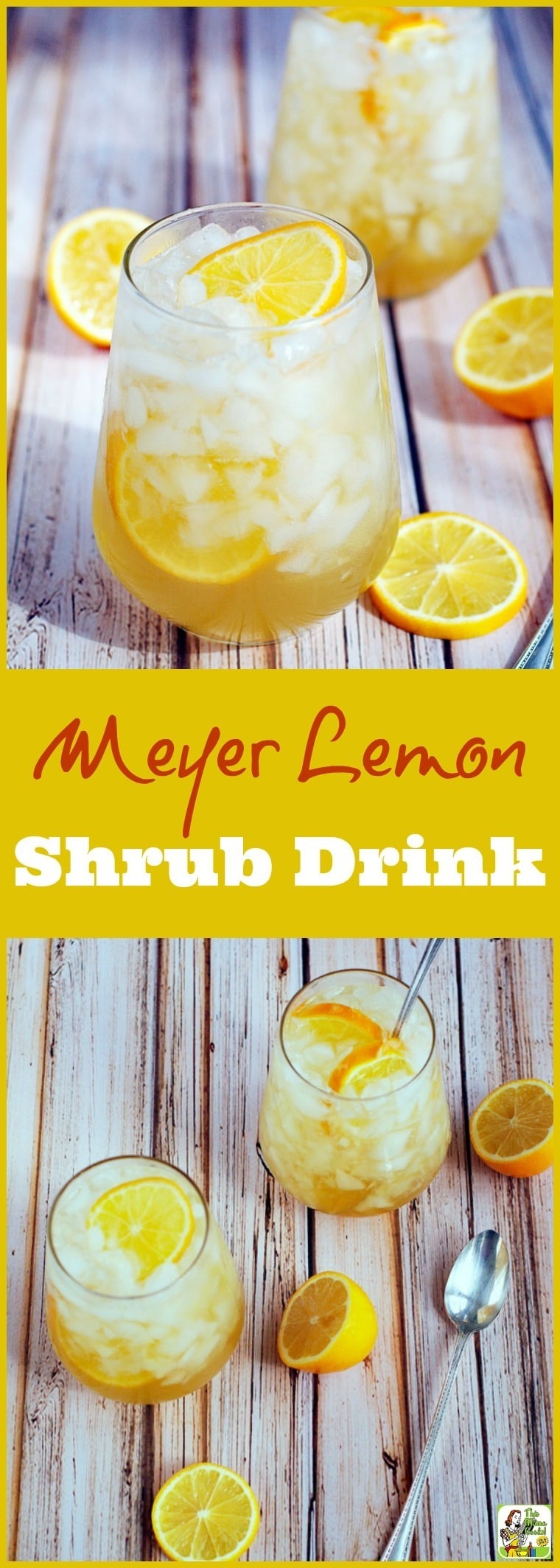 Got lemons? Make this Meyer lemon shrub drink recipe! Click to get this sugar free cocktail and mocktail drink mixer recipe. It's easy to make, perfect for low calorie, skinny cocktails, too!