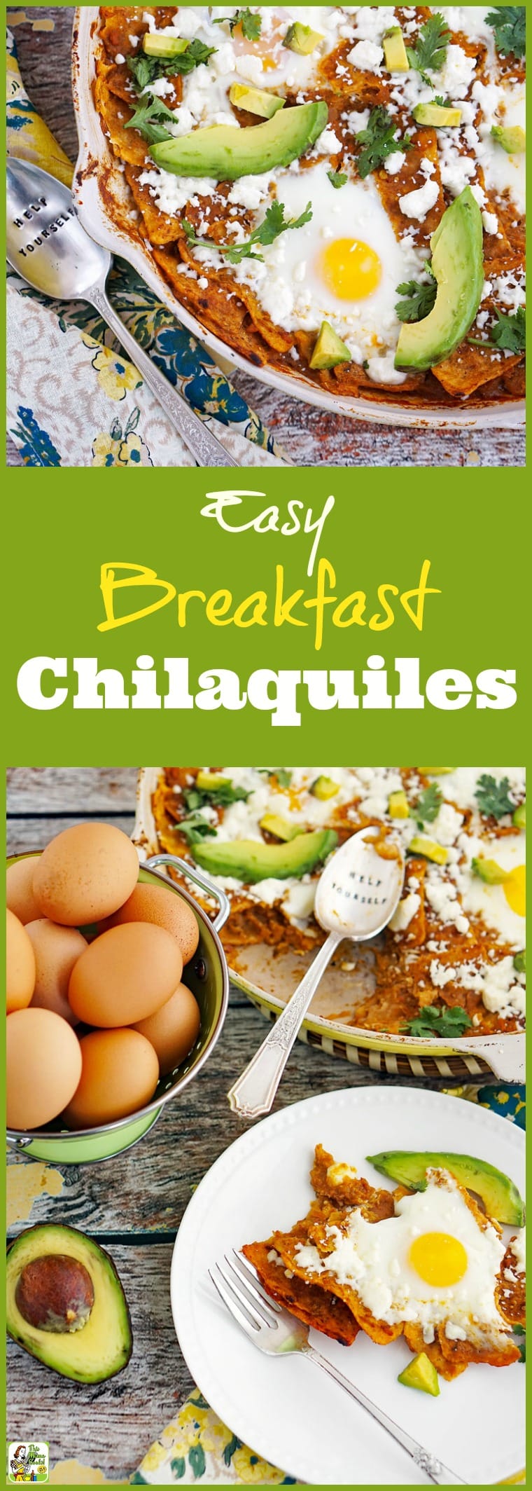 This easy breakfast chilaquiles recipe with eggs makes a terrific brinner recipe, too. Click to get this one pot skillet breakfast recipe that's naturally gluten free. #breakfast #eggs #chilaquiles #mexicanfood #glutenfree #skilletcooking #onepot #avocados #brinner #chorizo