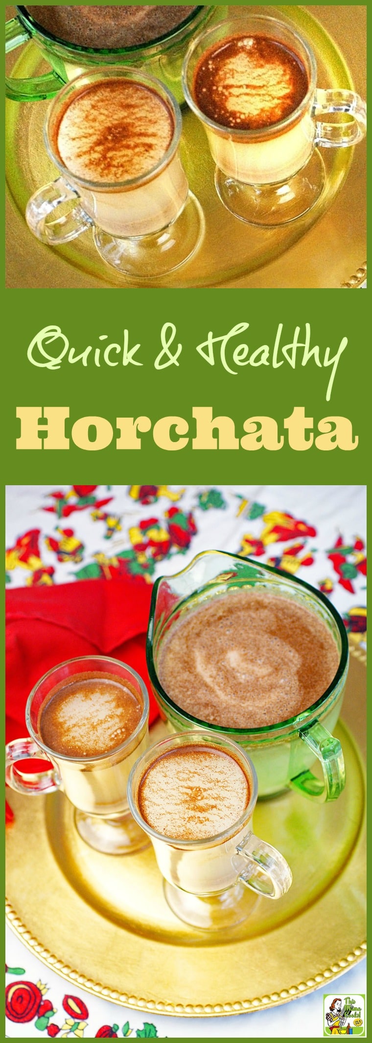 This Quick & Healthy Horchata recipe is dairy free. Click to get this easy-to-make horchata recipe made with ready made rice milk and stevia. Goes great with Mexican food. Add rum for a grownup Mexican horchata cocktail.