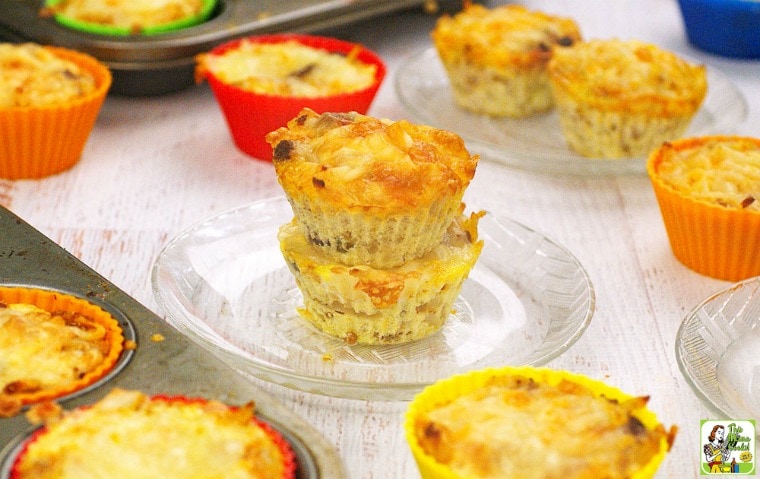 Plates of Hash Brown Sausage Muffins.