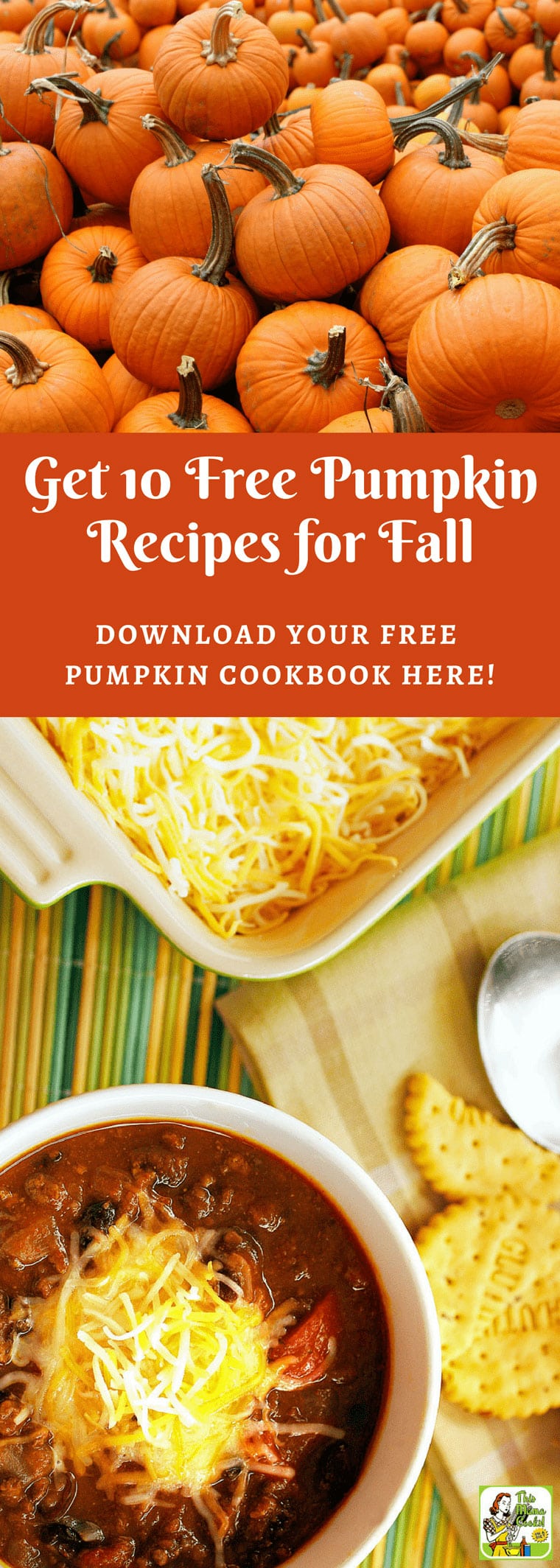 Click here to get your free cookbook 10 Pumpkin Recipes for fall. In it, you'll get 10 easy to make, healthy pumpkin recipes. You'll find delicious pumpkin recipes for breakfast, snack, lunch, dinner, and dessert. Includes tips for making recipes gluten free and dairy free. You'll find reduced sugar, or sugar free pumpkin recipes, too!