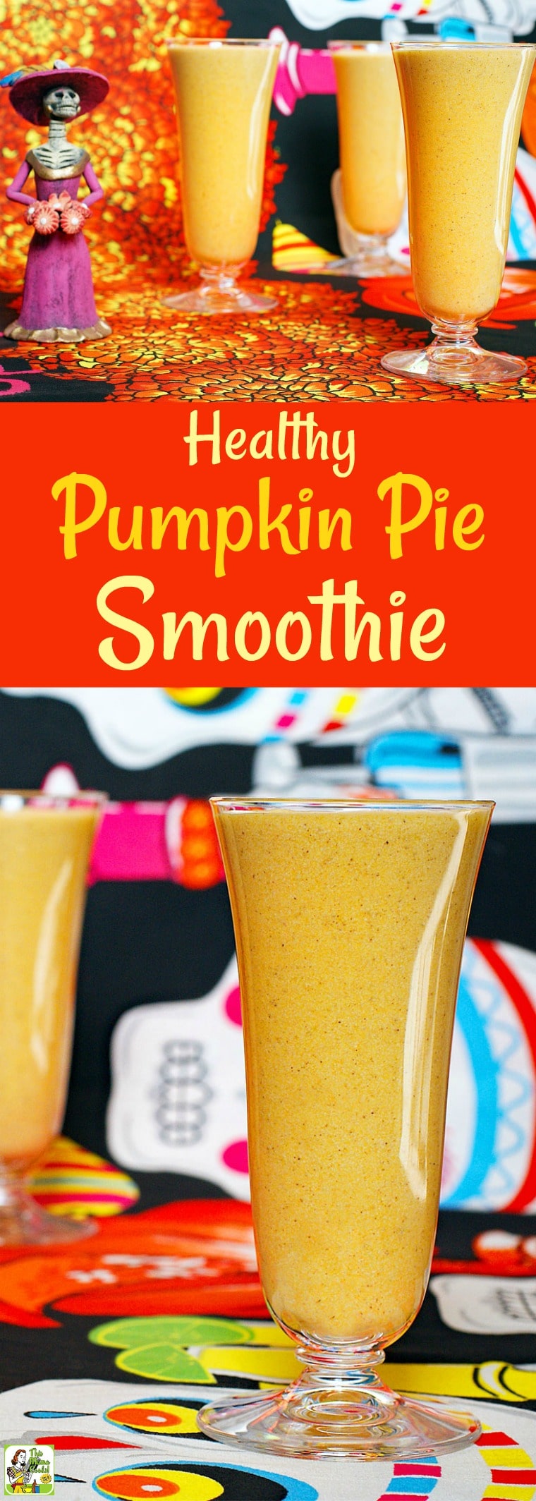 This Healthy Pumpkin Pie Smoothie is dairy free, sugar free and filled with protein and fiber. This easy to make breakfast smoothie recipe is a terrific on the go drink or snack any time of year! #glutenfree #dairyfree #pumpkin #healthy #vegan #pumpkinpie #smoothie #protein #soy #tofu #coconut #recipe