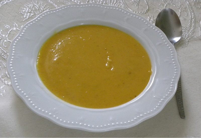 A bowl of Greek Fava and Pumpkin Soup and Dip.