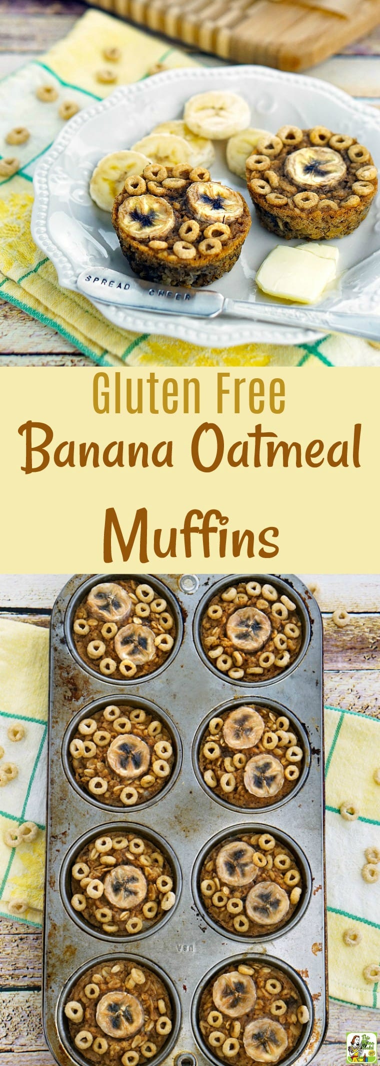 Make Gluten Free Banana Oatmeal Muffins with Banana Nut Cheerios for breakfast or an on-the-go snack. These healthy banana oatmeal muffins are easy to make and gluten free since they’re made with Cheerios. These guilt-free muffins are sweetened with mashed bananas. #glutenfree #dairyfree #noflour #easyrecipe #baking #muffins #breakfast #healthy #bananas #snack #healthysnacking #sponsored @Cheerios