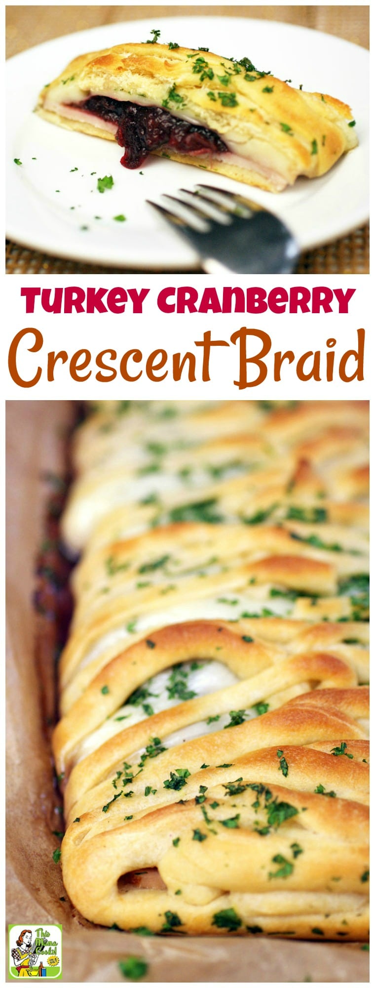 Love crescent roll appetizers? Not only is this Turkey Cranberry Crescent Braid recipe a terrific party appetizer, but it's also a thrifty way to use up holiday dinner leftovers. This will soon become one of your favorite holiday crescent rolls recipes! #recipe #easy #recipeoftheday #easyrecipes #crescentrolls #appetizers #holidayrecipes #leftovers #turkey #cranberry #partyfood #crescentbraid #thanksgiving #christmas