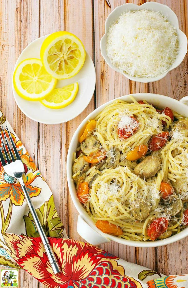 Crab Pasta Recipe with Pesto, Mushrooms & Tomatoes