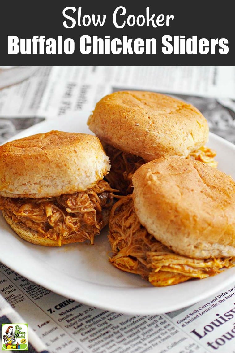 A white plate of Buffalo Chicken Sliders.