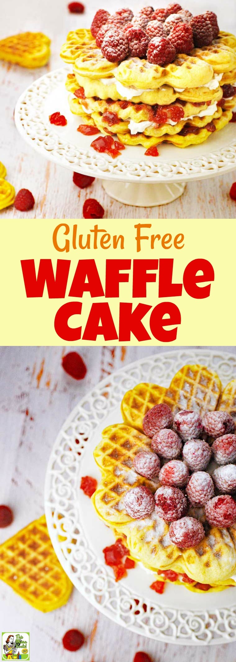 Serve up Gluten Free Waffle Cake for special brunches or weekend breakfasts. This easy gluten free waffle recipe is also dairy free and sugar free! #recipe #easy #recipeoftheday #healthyrecipes #glutenfree #easyrecipes #dessert #baking #dessertrecipes #breakfast #brunch #waffles #raspberries #dairyfree #sugarfree