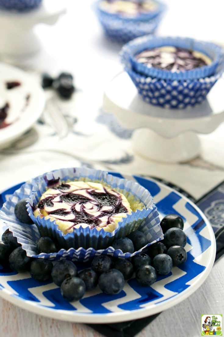 Gluten Free Mini Cheesecake Recipe with Blueberry Swirl