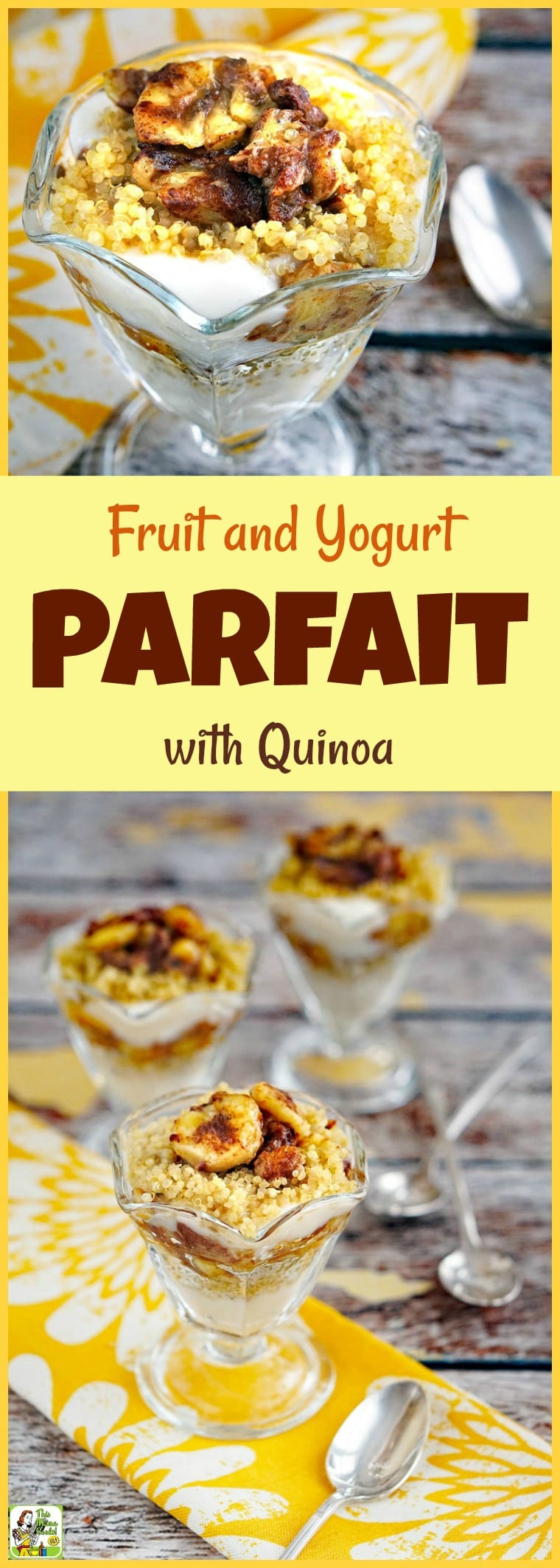 This Fruit and Yogurt Parfait with Quinoa recipe is gluten free and dairy free. Serve this yogurt parfait as an easy breakfast or healthy dessert. This breakfast parfait is also low FODMAP diet friendly. #recipe #easy #recipeoftheday #healthyrecipes #glutenfree #easyrecipes #breakfast #brunch #snack #snacks #dessert #dessertrecipes #FODMAP #lowFODMAP #quinoa #dairyfree #fruit #bananas #breakfastparfait #yogurtparfait