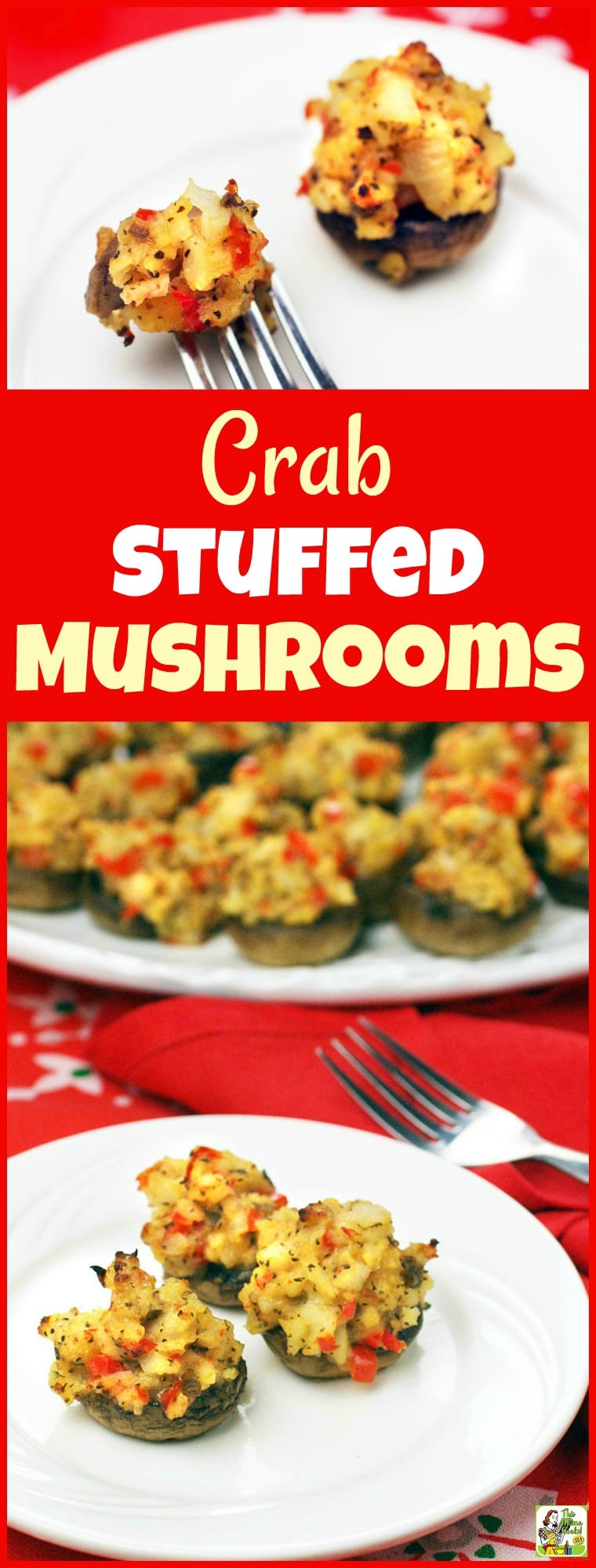 Make Crab Stuffed Mushrooms for your party! These stuffed mushroom appetizers are gluten free. Your guest will love these healthy stuffed mushrooms. #recipe #easy #recipeoftheday #healthyrecipes #glutenfree #easyrecipes #mushrooms #appetizers #appetizerseasy #crab #partyfood #entertaining #stuffedmushrooms #holidays #Christmas