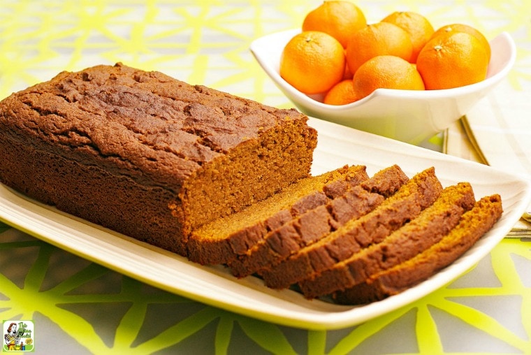 A platter of gluten free pumpkin bead and tangerines A platter of gluten free pumpkin bead and tangerines