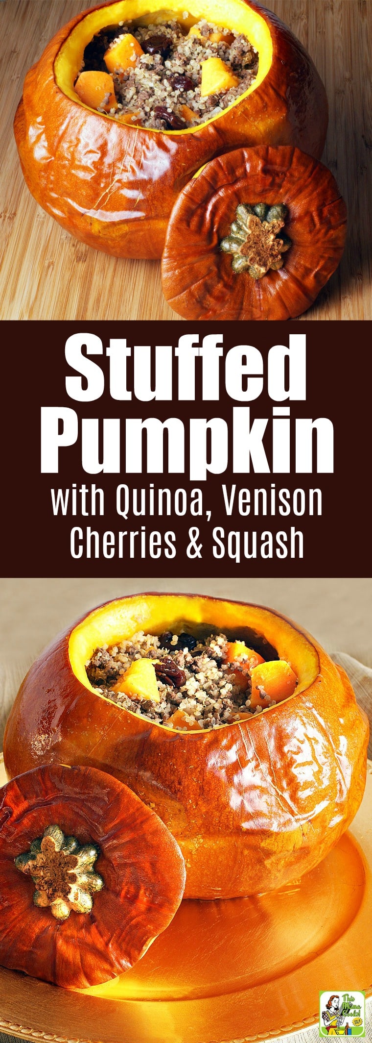 Quinoa Stuffed Pumpkin Recipe with Venison, Cherries & Squash