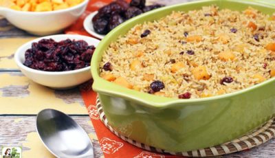 Vegan Rice Stuffing with Cranberries, Squash & Dates