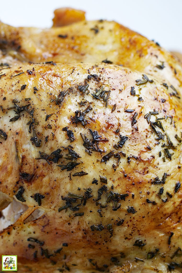 Closeup of a roasted cooked turkey breast skin.