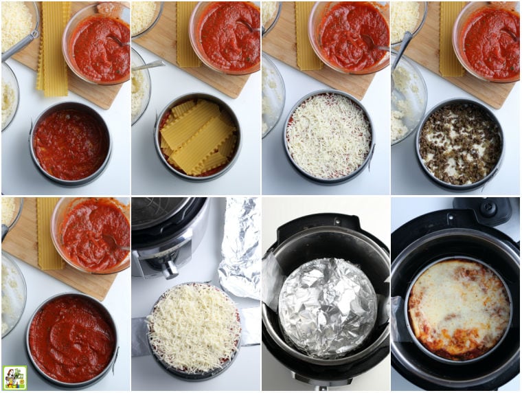 Step by step pictures showing you how to make lasagna from scratch in the instant pot.