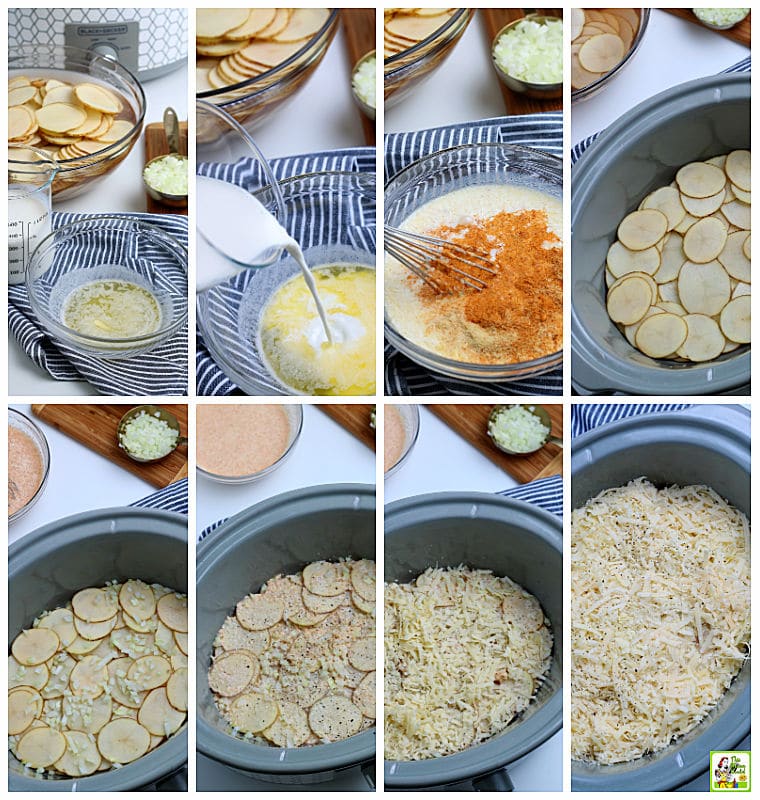 Step by step of how to make Crockpot Scalloped Potatoes recipe.